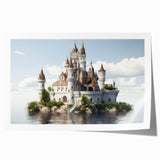 Stunning rolled print of a picturesque castle landscape, showcasing vibrant colors and intricate details, ideal for home decor and art enthusiasts.