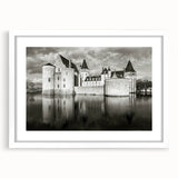 Framed wall art collection featuring a serene landscape of castles, designed with a white mat and elegant frame, ideal for enhancing home decor.