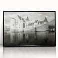 Framed wall art collection showcasing a picturesque castle landscape design, featuring vibrant colors and intricate details, set against a sleek black frame for a modern look. Perfect for enhancing home decor with a touch of elegance.