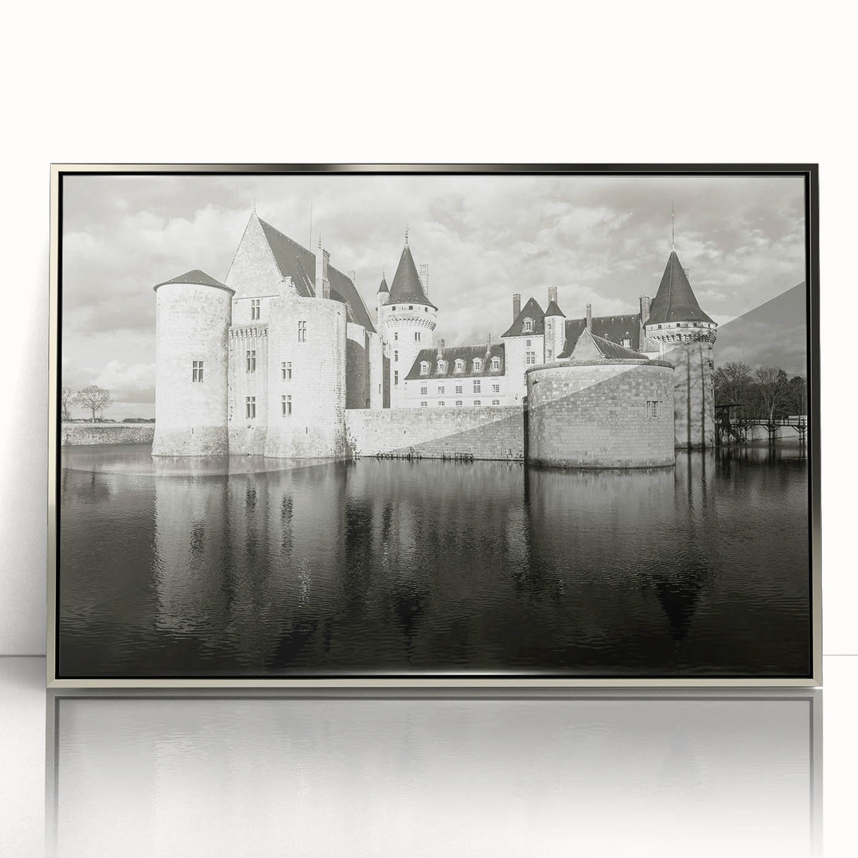 Framed wall art collection showcasing an elegant silver-accented landscape design of castles, perfect for enhancing home decor with a sophisticated touch.