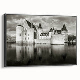 Framed canvas wall art depicting a stunning landscape with a medieval castle, featuring rich colors and intricate details, ideal for enhancing home decor.