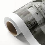 Stunning rolled canvas artwork showcasing a vibrant landscape of a majestic castle surrounded by lush greenery, perfect for enhancing modern home decor.