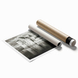 Rolled print showcasing a stunning landscape castle design with vibrant colors, perfect for home decor, packaged securely in a durable cardboard tube for shipping.
