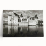 Stretched canvas wall art showcasing a majestic landscape with a castle, featuring vibrant colors and intricate details, perfect for home decor enhancement.