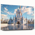 Acrylic glass wall art showcasing a detailed landscape of a historic castle, highlighted with vibrant colors and elegant design elements, perfect for enhancing home decor.