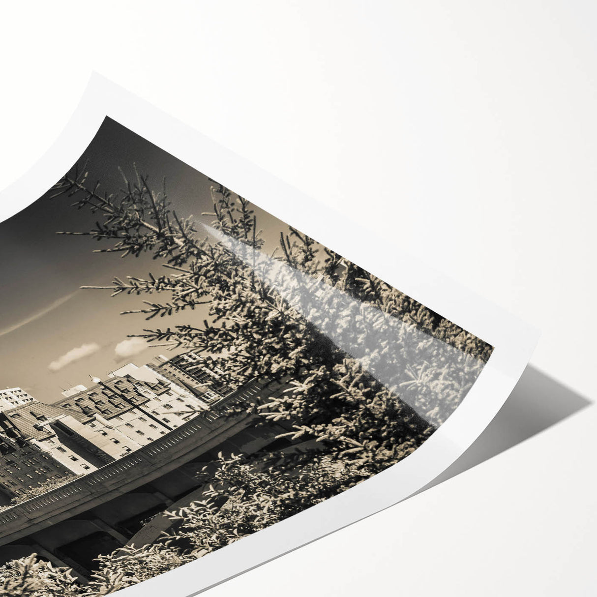 Rolled print of a stunning castle landscape artwork, featuring vibrant colors and intricate details, designed for wall decoration, packaged securely in a cardboard tube for safe delivery.