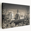 Stretched canvas wall art showcasing a majestic castle landscape design, featuring vibrant colors and intricate details, ideal for home decor enhancement.