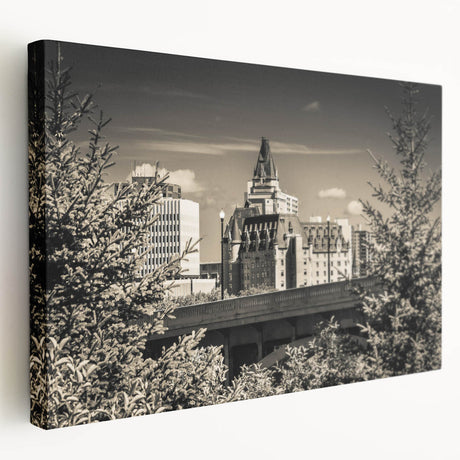 Stretched canvas wall art showcasing a majestic castle landscape design, featuring vibrant colors and intricate details, ideal for home decor enhancement.
