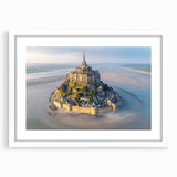Elegant wall art featuring a landscape castle design, framed with a white mat, showcasing intricate details and vibrant colors, perfect for home decor.