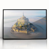 Framed wall art showcasing a stunning landscape castle design, featuring vibrant colors and intricate details, set in a sleek black frame, ideal for home decor.