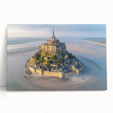 Stretched canvas wall art showcasing a picturesque landscape with a majestic castle, ideal for home decor, featuring vibrant colors and intricate details. Perfect for enhancing living spaces and creating an elegant ambiance.