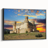 Framed canvas wall art showcasing a scenic landscape of a castle, featuring rich colors and intricate details, perfect for enhancing home decor aesthetics.