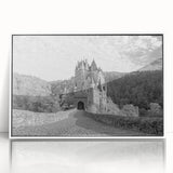 Framed acrylic wall art featuring a picturesque landscape of a castle, showcasing vibrant colors and intricate details, ideal for enhancing home decor.