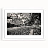 Framed wall art collection showcasing a scenic landscape and castle design, featuring a white mat and sleek frame, ideal for home decor enhancement.