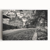 Stretched canvas wall art showcasing a stunning landscape with a majestic castle, featuring vibrant colors and intricate details, perfect for home decor enthusiasts. Ideal for adding elegance and charm to living spaces.