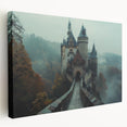 Stretched canvas wall art showcasing a majestic castle landscape design, featuring vibrant colors and intricate details, ideal for home decor enhancement.