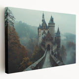Stretched canvas wall art showcasing a majestic castle landscape design, featuring vibrant colors and intricate details, ideal for home decor enhancement.