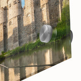 Close-up of a vibrant acrylic glass wall art piece showcasing a detailed landscape with an enchanting castle, ideal for home decor and artistic displays. The rich colors and intricate design highlight the majestic scenery, making it a perfect addition to any art collection.