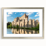 Framed wall art collection featuring a stunning landscape of a castle, presented in a silver frame with a white mat, ideal for home decor and interior design enthusiasts.