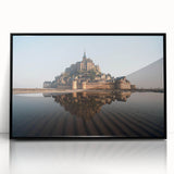 Framed acrylic wall art showcasing a stunning landscape castle design with a sleek black frame, perfect for elegant home decor. Ideal for art enthusiasts and interior design lovers.