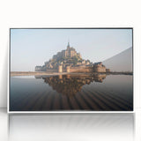 Framed wall art collection showcasing a stunning landscape castle design, featuring vibrant colors and a sleek white frame, perfect for home decor enhancement.