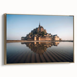 Framed wall art collection showcasing a stunning landscape and castle design on canvas, featuring a gold frame and side view detail, ideal for home decor.