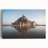 Stretched canvas wall art featuring a vibrant landscape of a medieval castle amidst lush greenery, ideal for home decor and interior design enthusiasts.