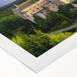 Stunning rolled canvas wall art showcasing a picturesque landscape with a majestic castle, vibrant colors, and intricate details, perfect for home decor.