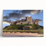 Stretched canvas wall art featuring a picturesque landscape with a majestic castle, showcasing vibrant colors and intricate details, perfect for home decor.
