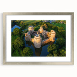 Framed wall art featuring a stunning castle landscape design in a silver mat, perfect for home decor. The image showcases intricate details and vibrant colors, ideal for enhancing any living space.