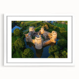Framed wall art featuring a scenic landscape of a majestic castle, elegantly displayed with a white mat, perfect for home décor and interior design enthusiasts.