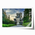 Vibrant rolled print of a picturesque castle landscape, showcasing lush greenery and a serene sky, perfect for home decor enthusiasts seeking elegant wall art.