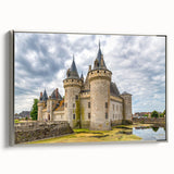 Framed canvas wall art featuring a stunning landscape of a castle, showcasing intricate details and a silver frame, perfect for home decor and art enthusiasts.