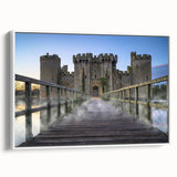Framed canvas wall art collection showcasing a stunning landscape of a castle, featuring vibrant colors and intricate details, perfect for home decor.