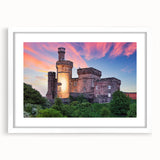 Elegant wall art collection showcasing stunning landscapes and castles, framed with a white mat. Perfect for enhancing home decor with a timeless aesthetic.