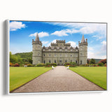 Framed canvas wall art showcasing a stunning landscape with a castle, featuring vibrant colors and intricate details, perfect for home decor or office spaces.