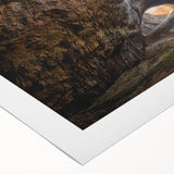 Rolled canvas wall art design showcasing a vibrant landscape with intricate cave formations, ideal for home decor, featuring rich colors and detailed textures, packaged securely for delivery.