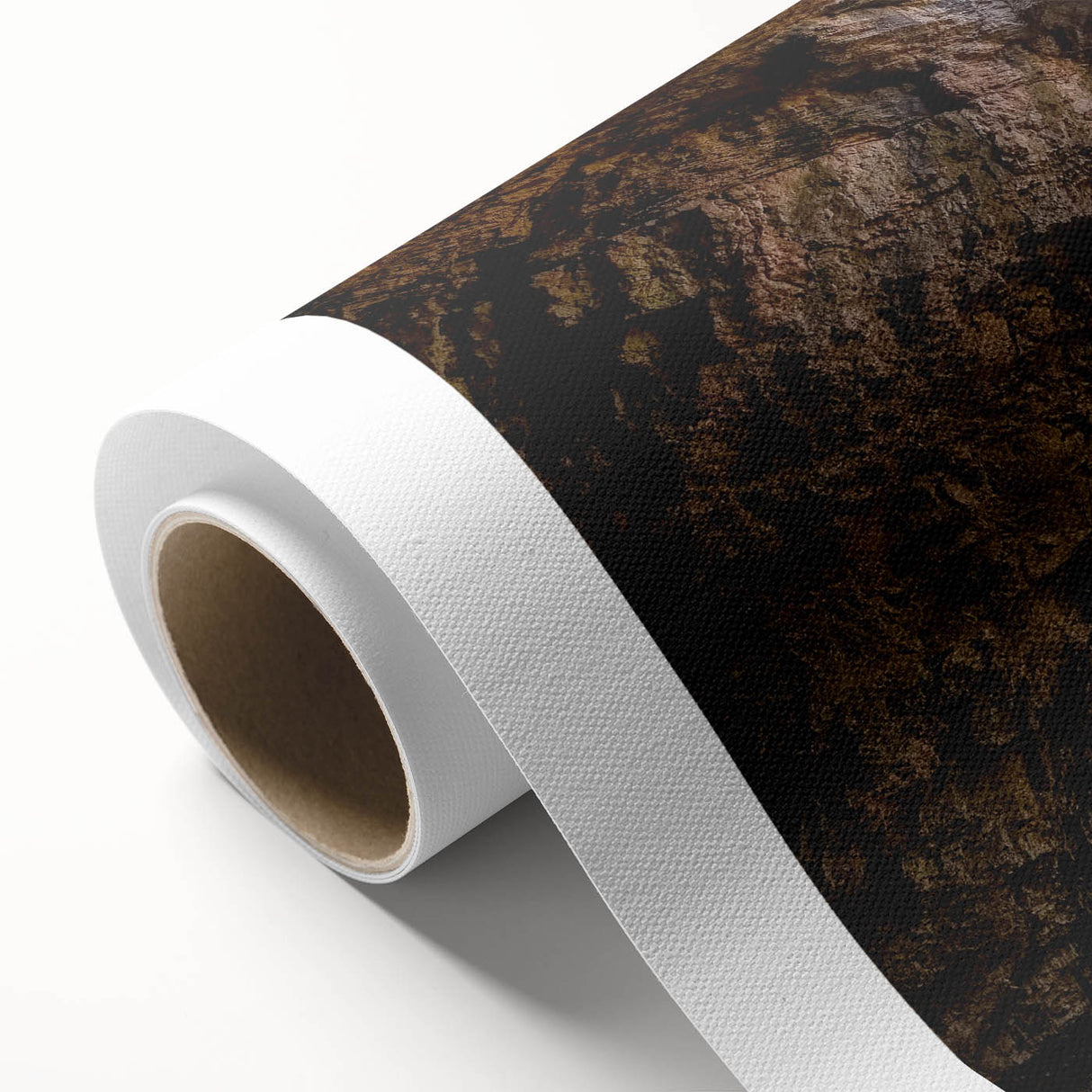 Rolled canvas artwork showcasing a vibrant landscape design with cave motifs, featuring rich colors and intricate details, perfect for modern home decor.