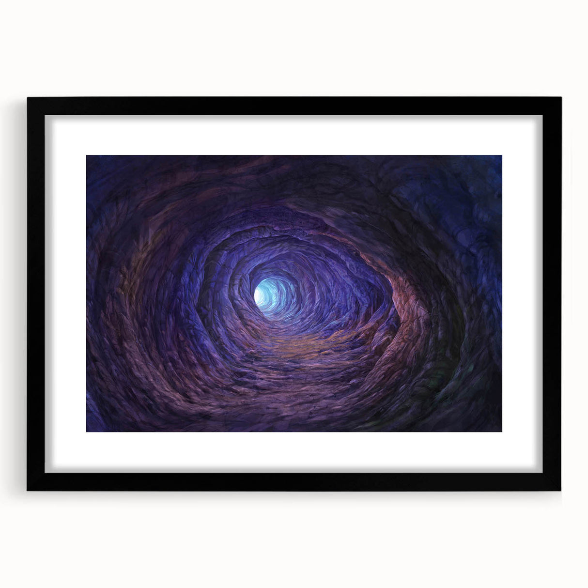 Framed wall art featuring a stunning landscapes and caves design in a black frame with matting, ideal for home decor and enhancing interior aesthetics.