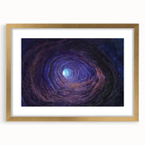 Framed wall art featuring a stunning cave landscape design in gold, complete with a mat, enhancing any interior decor with elegance and sophistication.