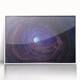 Framed acrylic wall art showcasing a vibrant cave landscape design with intricate details, presented in a sleek white frame, ideal for modern home decor.