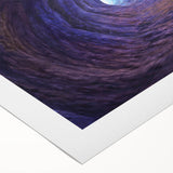 Vibrant rolled canvas showcasing an abstract landscape with cave designs, ideal for modern home decor, displayed in a protective cardboard tube.