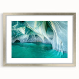 Framed wall art collection featuring a stunning cave landscape design with a silver mat and frame, ideal for modern interior decor and enhancing living spaces.