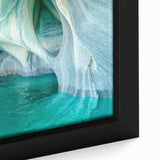 Framed canvas artwork showcasing a stunning close-up of a vibrant landscape design featuring intricate cave formations, perfect for modern home decor and art enthusiasts.