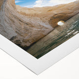 Rolled canvas showcasing a stunning landscape with cave formations, designed for wall art, featuring vibrant colors and intricate details, perfect for home decor.