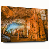 Acrylic glass wall art from the Landscapes Caves Collection, showcasing a vibrant side view of abstract cave formations in earthy tones, perfect for modern decor.