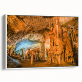 Framed canvas wall art showcasing a vibrant abstract landscape design in earthy tones, featuring a white frame, adding a modern touch to home decor.