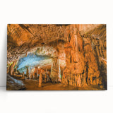 Stretched canvas artwork showcasing an abstract cave landscape design with earthy tones, perfect for modern home decor. Ideal for adding a unique touch to living spaces.