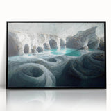 Framed acrylic wall art showcasing a stunning cave landscape design, featuring vibrant colors and intricate details, ideal for home decor and modern interiors.
