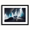 Framed wall art collection featuring a stunning cave landscape design, presented in a sleek black frame with a mat, perfect for modern home decor.